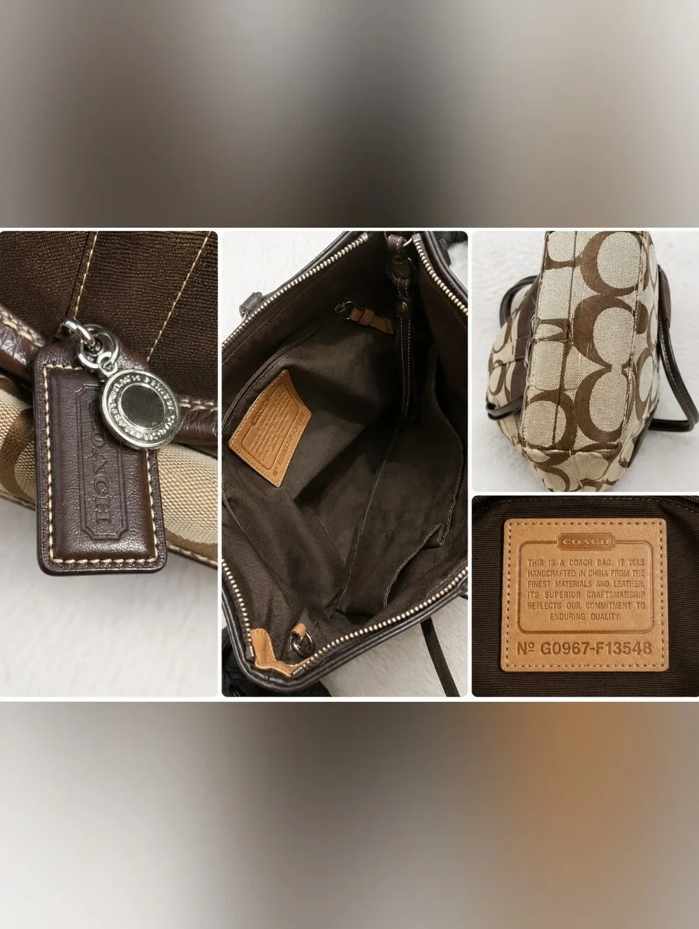 Coach Signature Jacquard Tote F13548 – Brown/Khaki